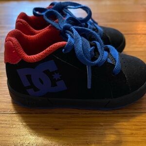 DC |  Court Graffik Red Black Suade Skateboard Sneakers | Toddler 5